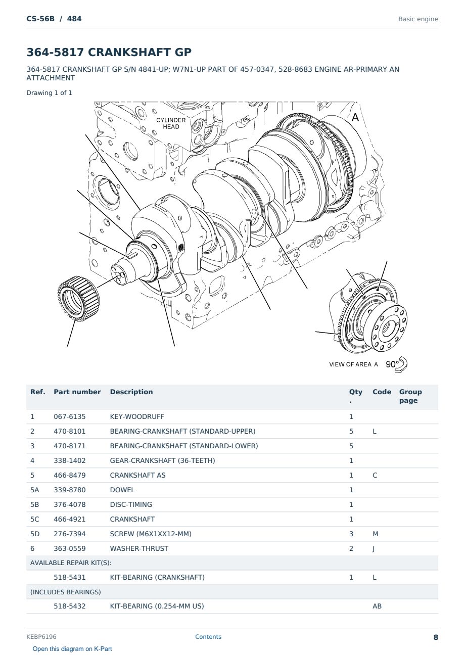 Caterpillar CS-56B S/N 484 Partsbook KEBP6196 (English) - sample page 8 of 10 Caterpillar CS-56B S/N 484 Partsbook KEBP6196 (English) - sample page 8 of 10