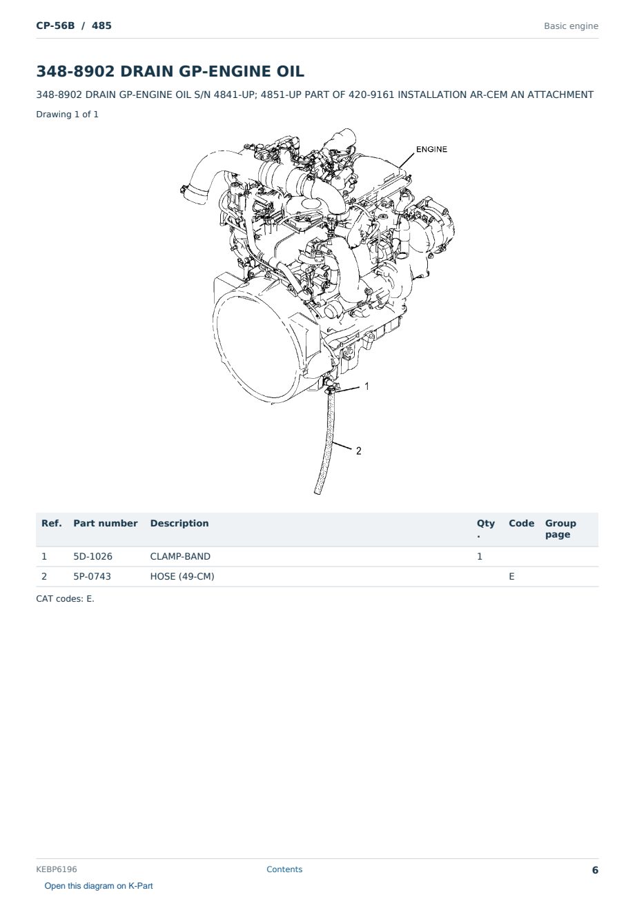 Caterpillar CP-56B S/N 485 Partsbook KEBP6196 (English) - sample page 6 of 10 Caterpillar CP-56B S/N 485 Partsbook KEBP6196 (English) - sample page 6 of 10