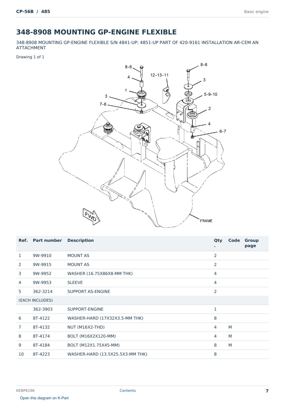Caterpillar CP-56B S/N 485 Partsbook KEBP6196 (English) - sample page 7 of 10 Caterpillar CP-56B S/N 485 Partsbook KEBP6196 (English) - sample page 7 of 10