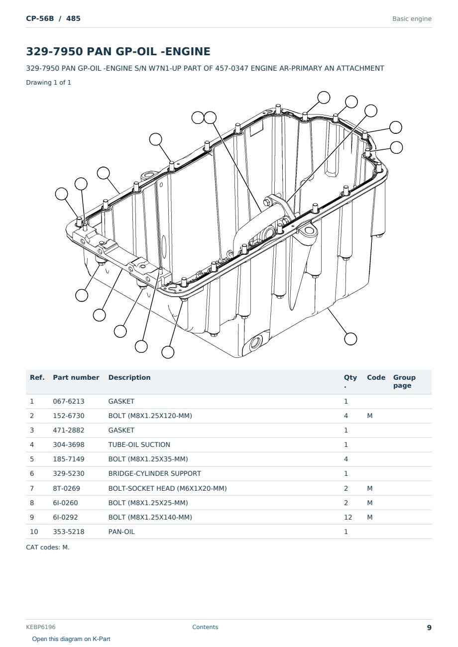 Caterpillar CP-56B S/N 485 Partsbook KEBP6196 (English) - sample page 9 of 10 Caterpillar CP-56B S/N 485 Partsbook KEBP6196 (English) - sample page 9 of 10