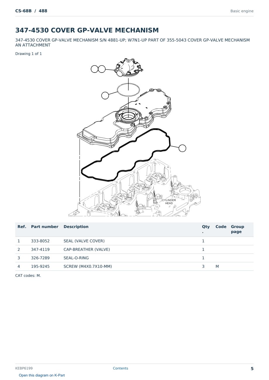 Caterpillar CS-68B S/N 488 Partsbook KEBP6199 (English) - sample page 5 of 10 Caterpillar CS-68B S/N 488 Partsbook KEBP6199 (English) - sample page 5 of 10