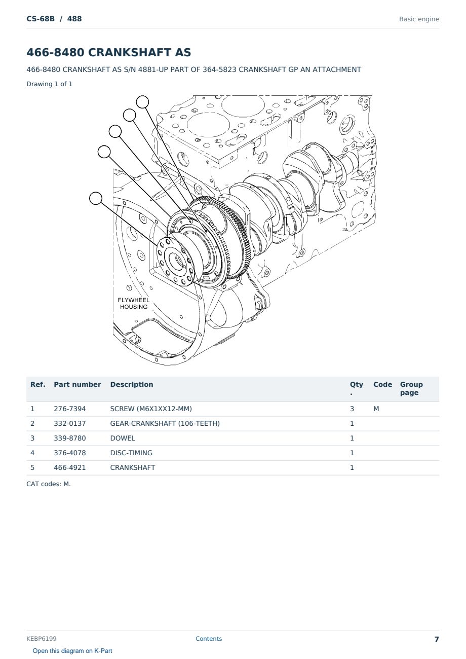 Caterpillar CS-68B S/N 488 Partsbook KEBP6199 (English) - sample page 7 of 10 Caterpillar CS-68B S/N 488 Partsbook KEBP6199 (English) - sample page 7 of 10