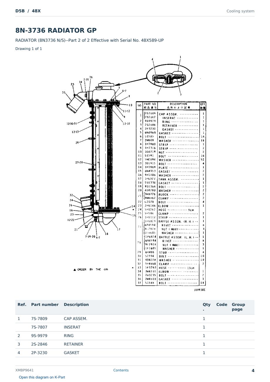 Caterpillar D5B S/N 48X Partsbook XMBP9641 (English) - sample page 4 of 10 Caterpillar D5B S/N 48X Partsbook XMBP9641 (English) - sample page 4 of 10