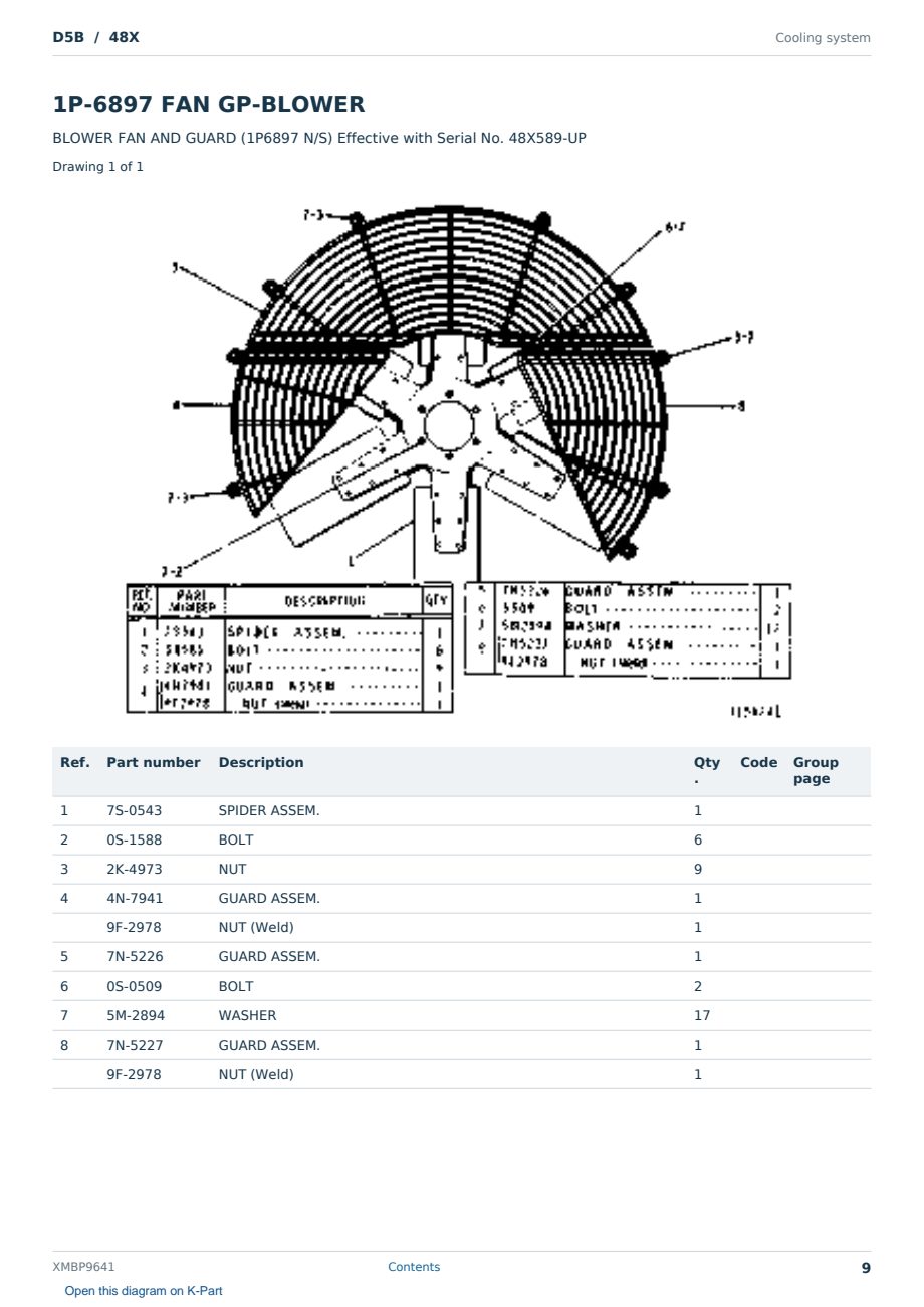 Caterpillar D5B S/N 48X Partsbook XMBP9641 (English) - sample page 9 of 10 Caterpillar D5B S/N 48X Partsbook XMBP9641 (English) - sample page 9 of 10