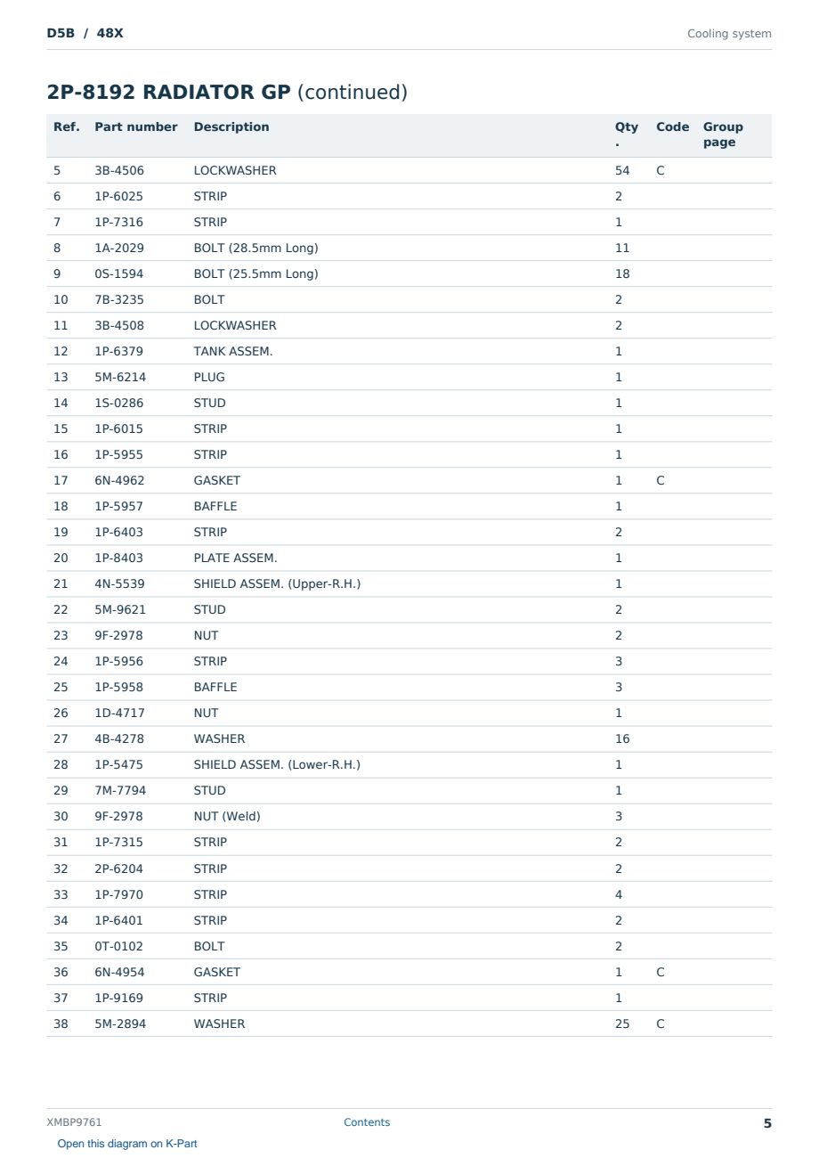 Caterpillar D5B S/N 48X Partsbook XMBP9761 (English) - sample page 5 of 10 Caterpillar D5B S/N 48X Partsbook XMBP9761 (English) - sample page 5 of 10