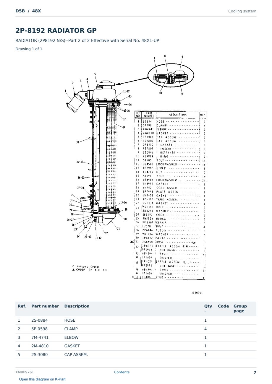 Caterpillar D5B S/N 48X Partsbook XMBP9761 (English) - sample page 7 of 10 Caterpillar D5B S/N 48X Partsbook XMBP9761 (English) - sample page 7 of 10
