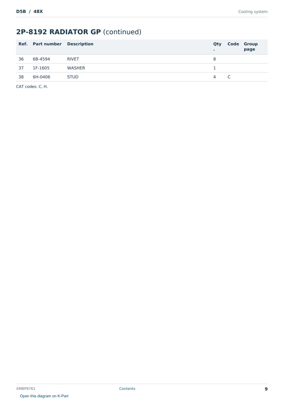 Caterpillar D5B S/N 48X Partsbook XMBP9761 (English) - sample page 9 of 10 Caterpillar D5B S/N 48X Partsbook XMBP9761 (English) - sample page 9 of 10