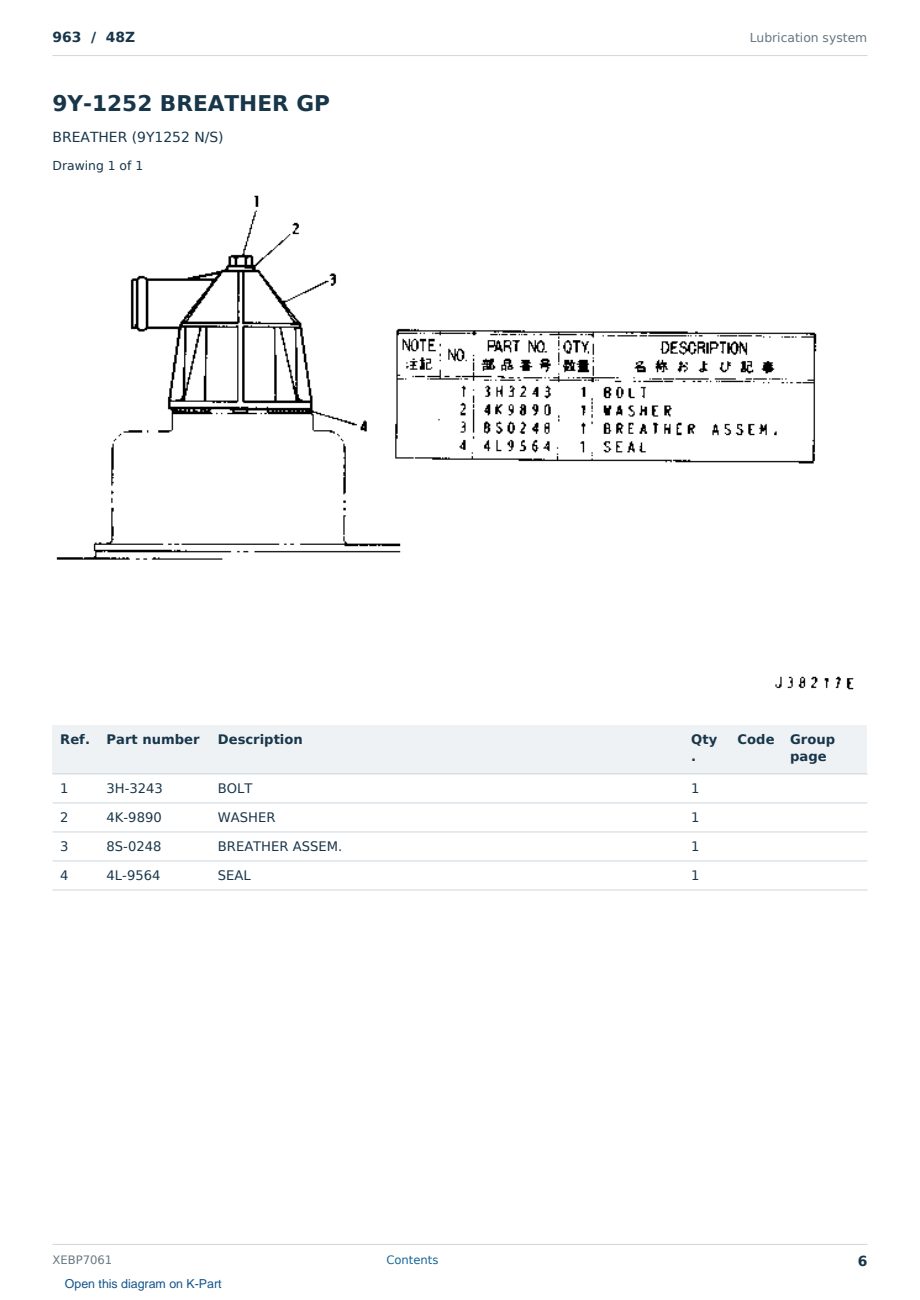 Caterpillar 963 S/N 48Z Partsbook XEBP7061 (English) - sample page 6 of 10 Caterpillar 963 S/N 48Z Partsbook XEBP7061 (English) - sample page 6 of 10