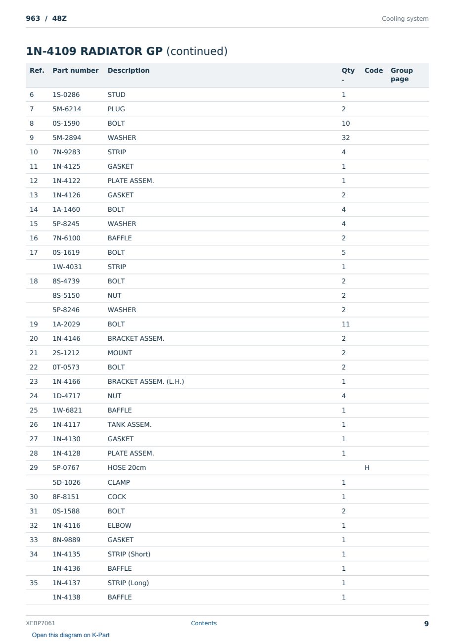 Caterpillar 963 S/N 48Z Partsbook XEBP7061 (English) - sample page 9 of 10 Caterpillar 963 S/N 48Z Partsbook XEBP7061 (English) - sample page 9 of 10