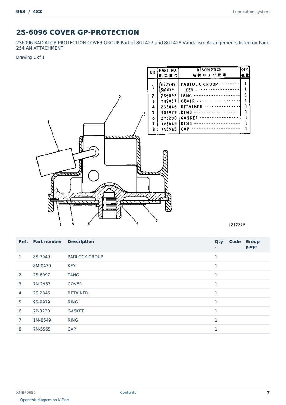Caterpillar 963 S/N 48Z Partsbook XMBP9659 (English) - sample page 7 of 10 Caterpillar 963 S/N 48Z Partsbook XMBP9659 (English) - sample page 7 of 10