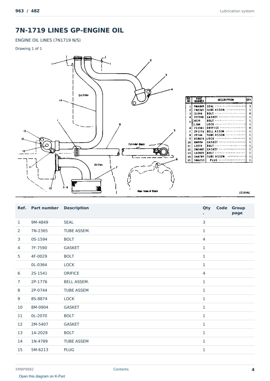 Caterpillar 963 S/N 48Z Partsbook XMBP9882 (English) - sample page 4 of 10 Caterpillar 963 S/N 48Z Partsbook XMBP9882 (English) - sample page 4 of 10