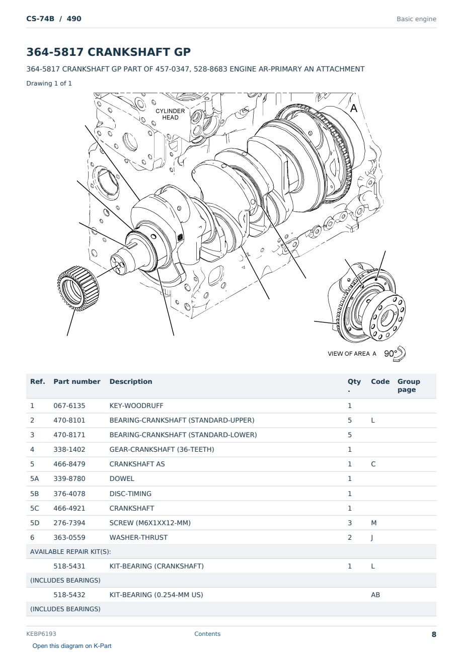 Caterpillar CS-74B S/N 490 Partsbook KEBP6193 (English) - sample page 8 of 10 Caterpillar CS-74B S/N 490 Partsbook KEBP6193 (English) - sample page 8 of 10