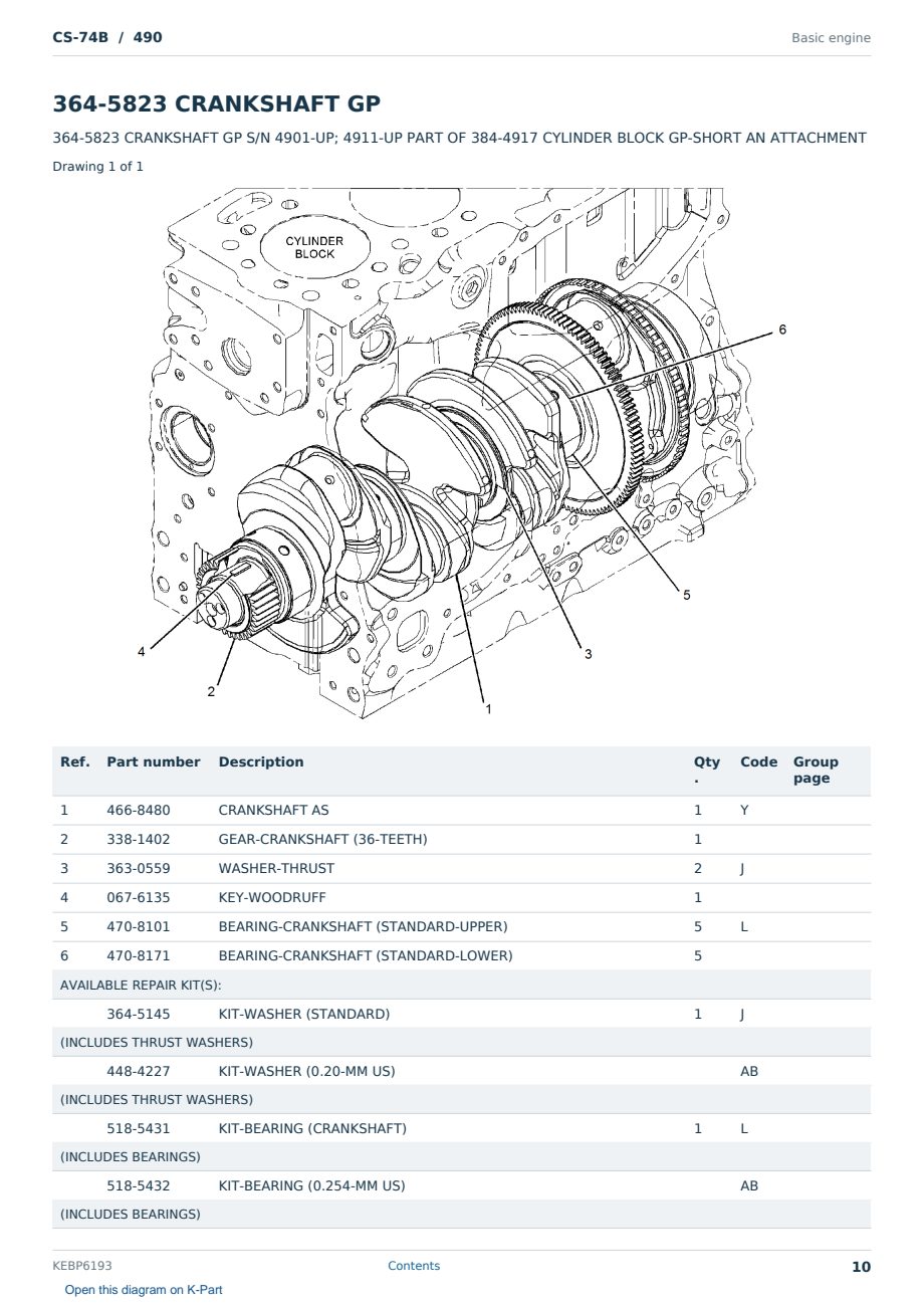 Caterpillar CS-74B S/N 490 Partsbook KEBP6193 (English) - sample page 10 of 10 Caterpillar CS-74B S/N 490 Partsbook KEBP6193 (English) - sample page 10 of 10