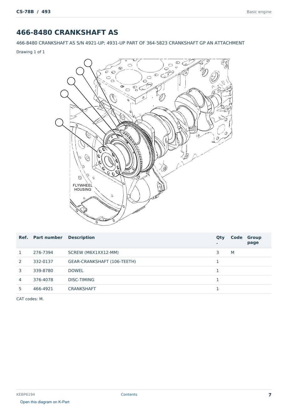 Caterpillar CS-78B S/N 493 Partsbook KEBP6194 (English) - sample page 7 of 10 Caterpillar CS-78B S/N 493 Partsbook KEBP6194 (English) - sample page 7 of 10