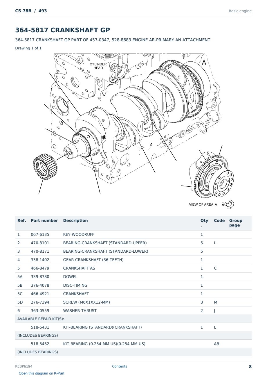 Caterpillar CS-78B S/N 493 Partsbook KEBP6194 (English) - sample page 8 of 10 Caterpillar CS-78B S/N 493 Partsbook KEBP6194 (English) - sample page 8 of 10