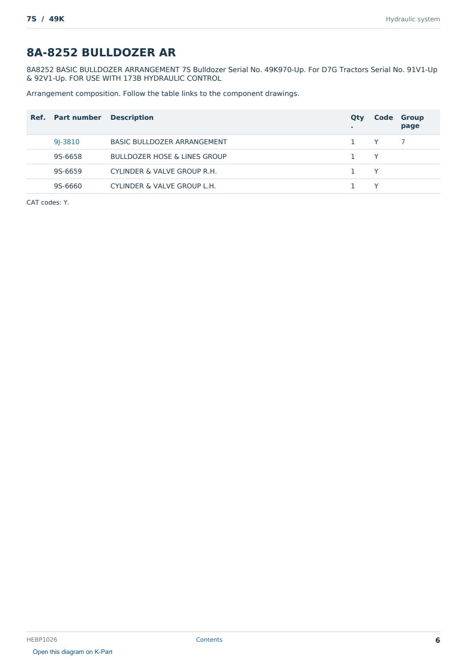 Caterpillar 7S S/N 49K Partsbook HEBP1026 (English) - sample page 6 of 10 Caterpillar 7S S/N 49K Partsbook HEBP1026 (English) - sample page 6 of 10
