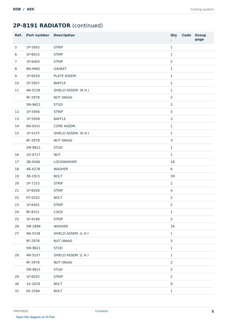 Caterpillar D5B S/N 49X Partsbook XMBP9680 (English) - sample page 5 of 10 Caterpillar D5B S/N 49X Partsbook XMBP9680 (English) - sample page 5 of 10