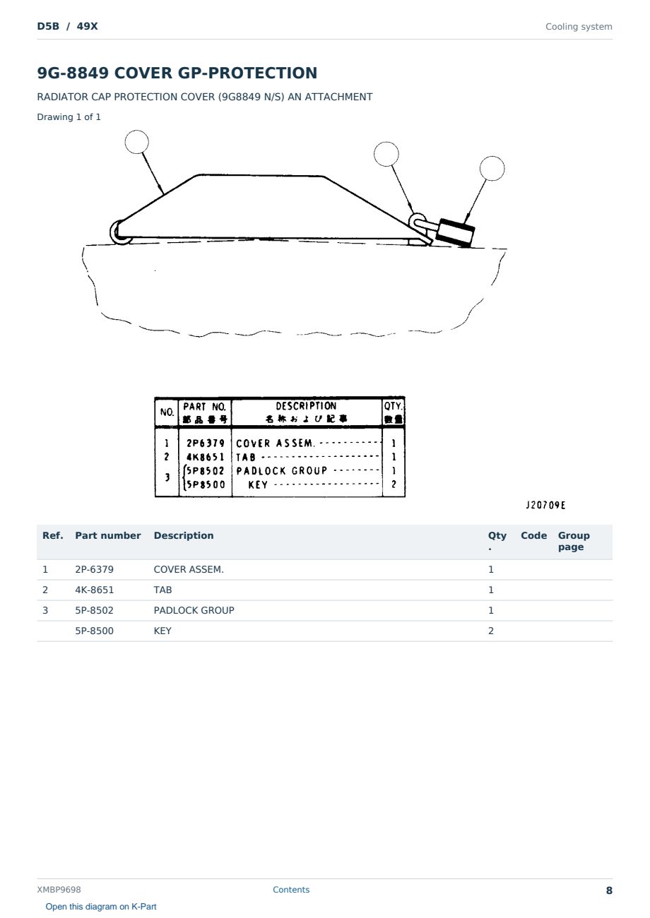 Caterpillar D5B S/N 49X Partsbook XMBP9698 (English) - sample page 8 of 10 Caterpillar D5B S/N 49X Partsbook XMBP9698 (English) - sample page 8 of 10