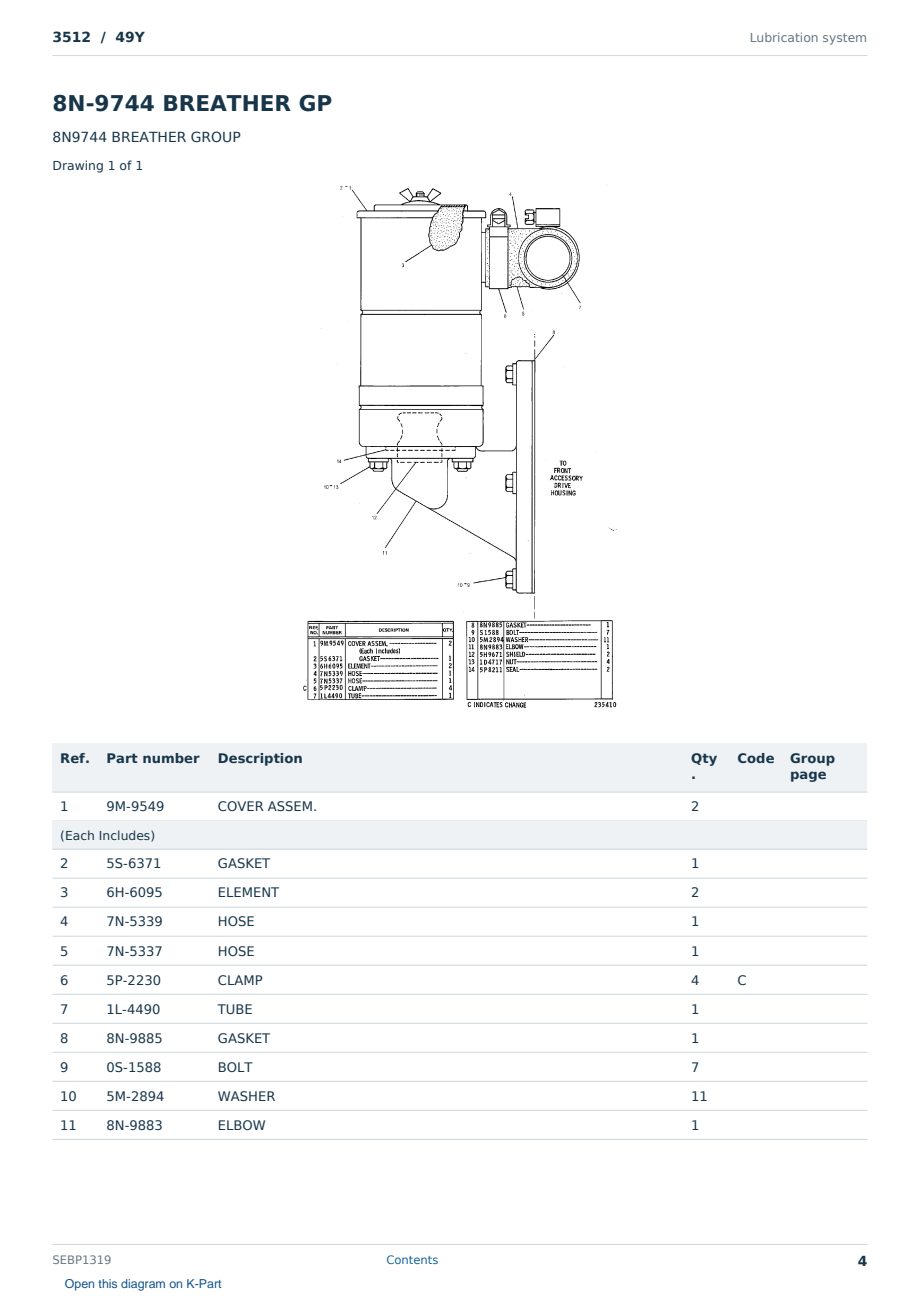 Caterpillar 3512 S/N 49Y Partsbook SEBP1319 (English) - sample page 4 of 10 Caterpillar 3512 S/N 49Y Partsbook SEBP1319 (English) - sample page 4 of 10