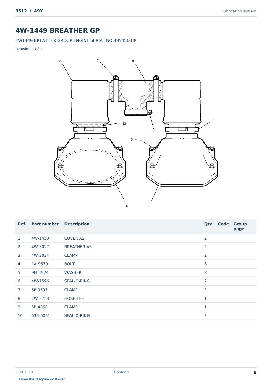 Caterpillar 3512 S/N 49Y Partsbook SEBP1319 (English) - sample page 6 of 10 Caterpillar 3512 S/N 49Y Partsbook SEBP1319 (English) - sample page 6 of 10