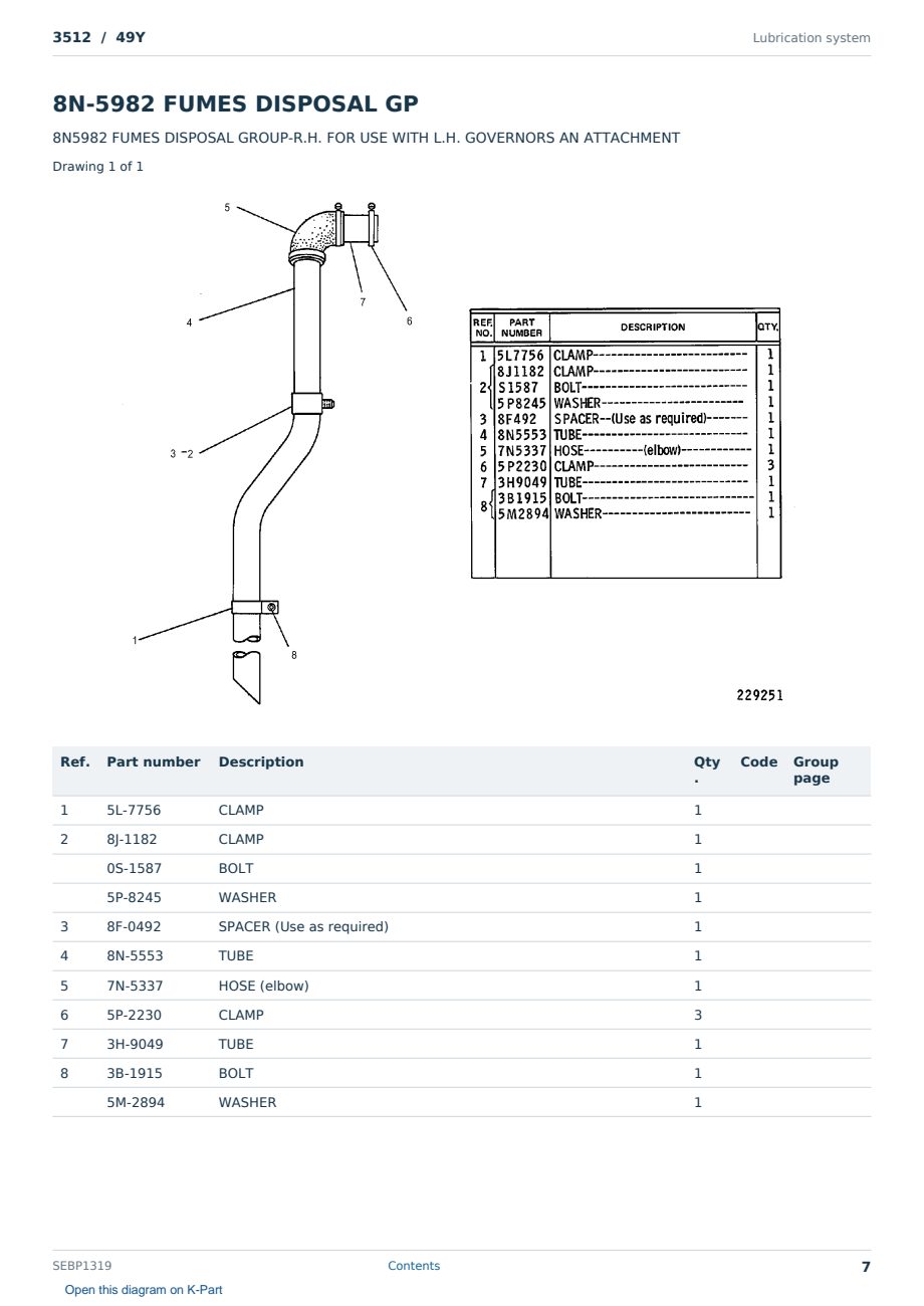 Caterpillar 3512 S/N 49Y Partsbook SEBP1319 (English) - sample page 7 of 10 Caterpillar 3512 S/N 49Y Partsbook SEBP1319 (English) - sample page 7 of 10
