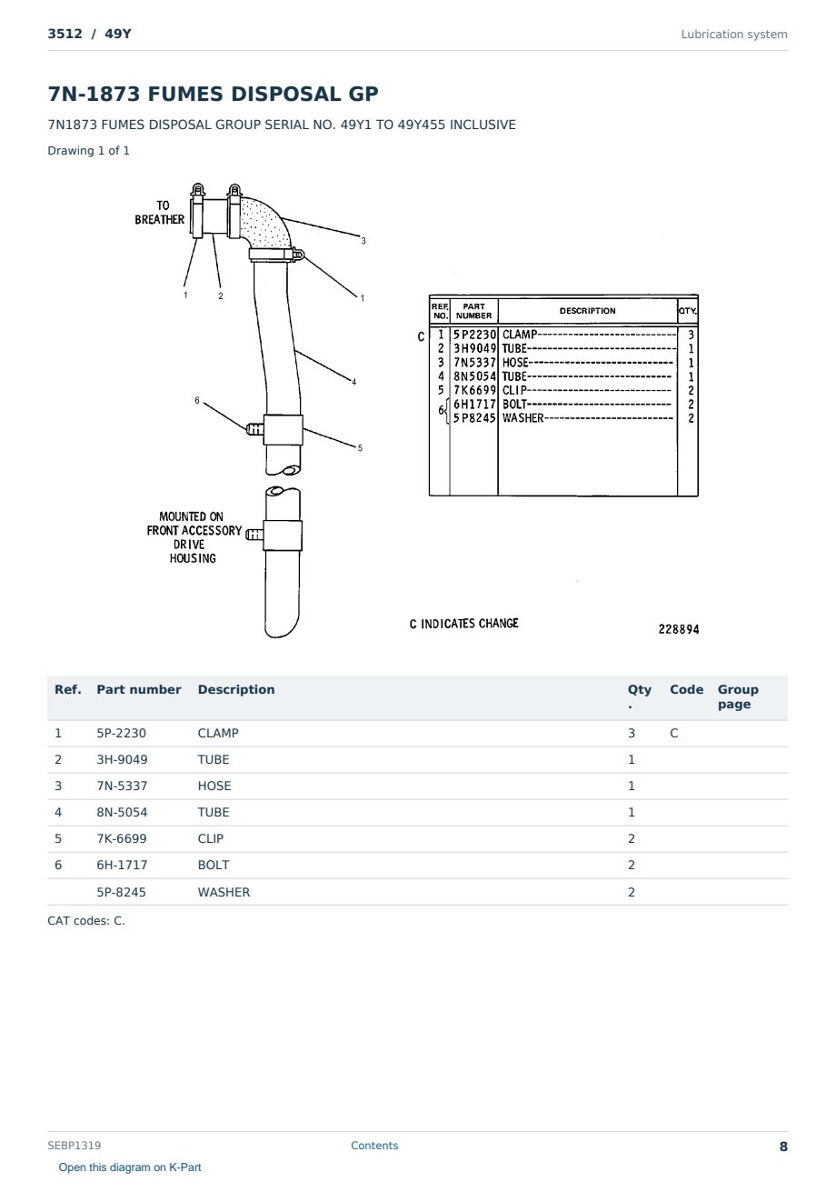 Caterpillar 3512 S/N 49Y Partsbook SEBP1319 (English) - sample page 8 of 10 Caterpillar 3512 S/N 49Y Partsbook SEBP1319 (English) - sample page 8 of 10