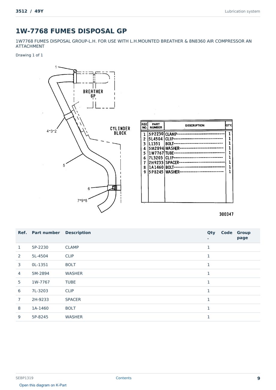 Caterpillar 3512 S/N 49Y Partsbook SEBP1319 (English) - sample page 9 of 10 Caterpillar 3512 S/N 49Y Partsbook SEBP1319 (English) - sample page 9 of 10