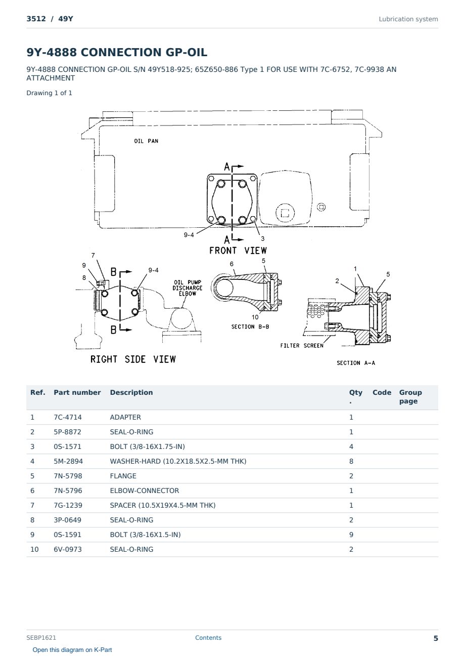 Caterpillar 3512 S/N 49Y Partsbook SEBP1621 (English) - sample page 5 of 10 Caterpillar 3512 S/N 49Y Partsbook SEBP1621 (English) - sample page 5 of 10