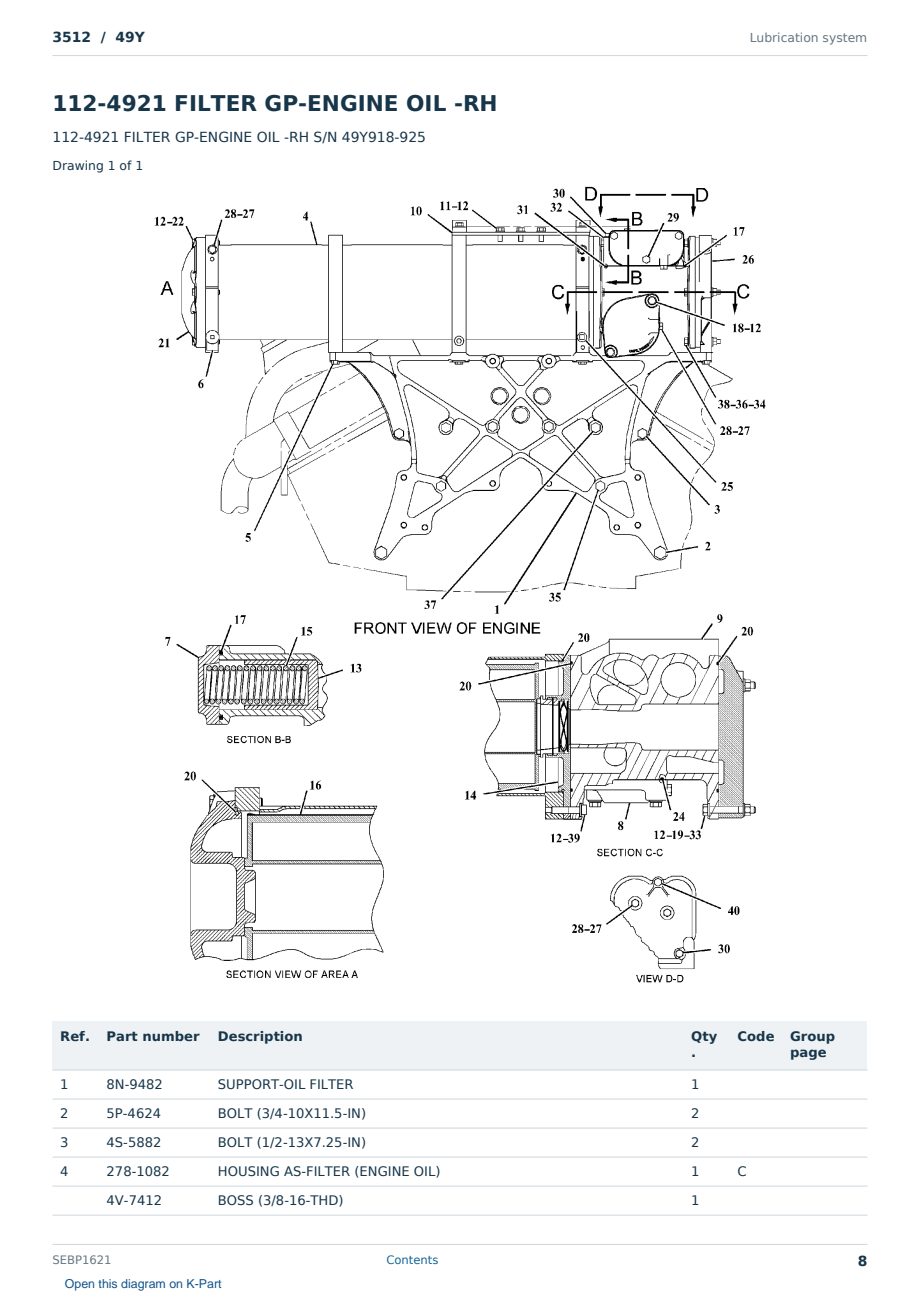 Caterpillar 3512 S/N 49Y Partsbook SEBP1621 (English) - sample page 8 of 10 Caterpillar 3512 S/N 49Y Partsbook SEBP1621 (English) - sample page 8 of 10