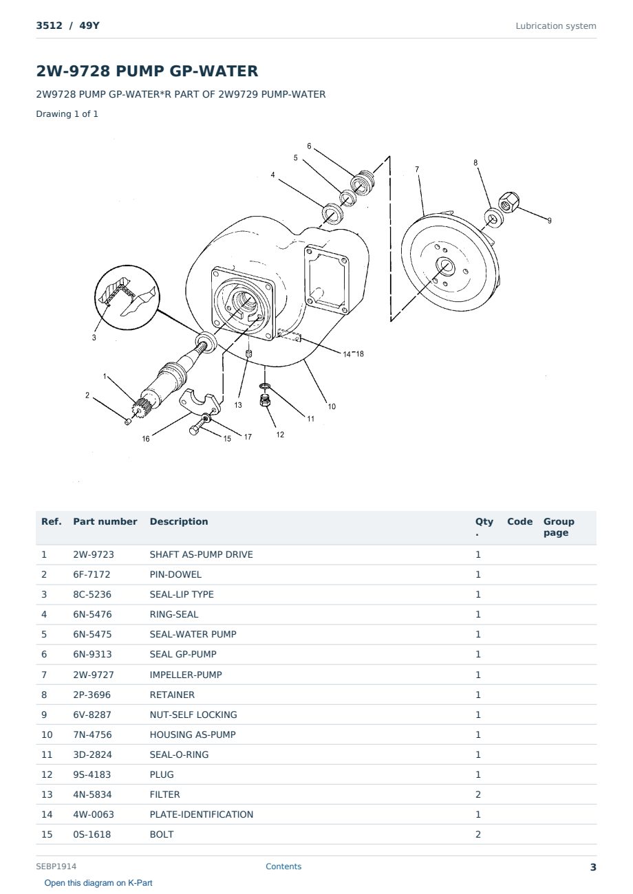 Caterpillar 3512 S/N 49Y Partsbook SEBP1914 (English) - sample page 3 of 10 Caterpillar 3512 S/N 49Y Partsbook SEBP1914 (English) - sample page 3 of 10