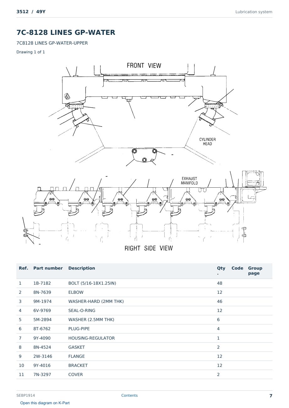 Caterpillar 3512 S/N 49Y Partsbook SEBP1914 (English) - sample page 7 of 10 Caterpillar 3512 S/N 49Y Partsbook SEBP1914 (English) - sample page 7 of 10
