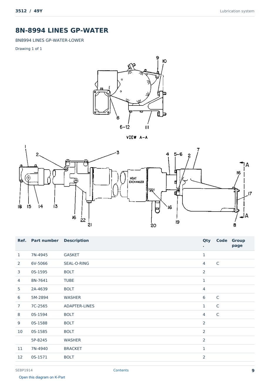 Caterpillar 3512 S/N 49Y Partsbook SEBP1914 (English) - sample page 9 of 10 Caterpillar 3512 S/N 49Y Partsbook SEBP1914 (English) - sample page 9 of 10