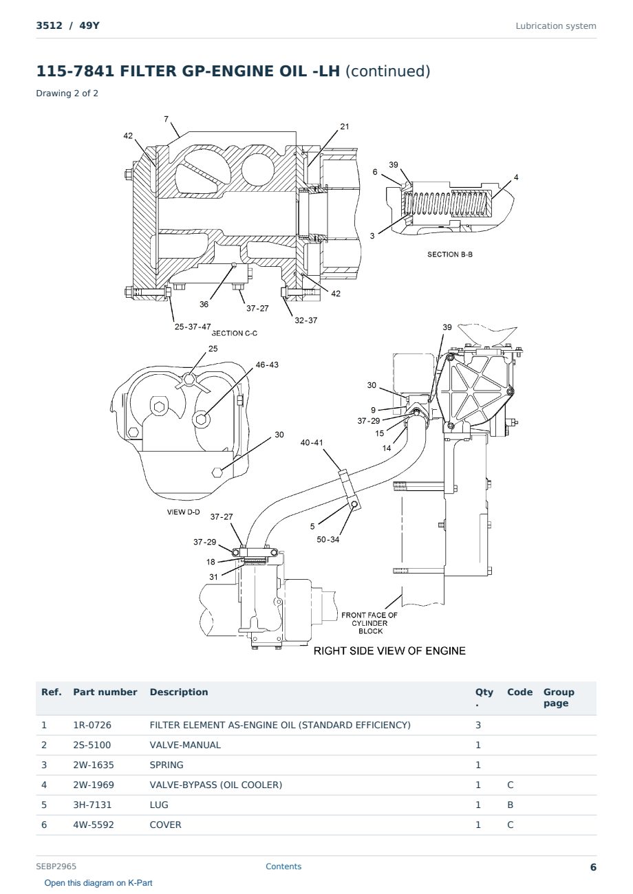 Caterpillar 3512 S/N 49Y Partsbook SEBP2965 (English) - sample page 6 of 10 Caterpillar 3512 S/N 49Y Partsbook SEBP2965 (English) - sample page 6 of 10