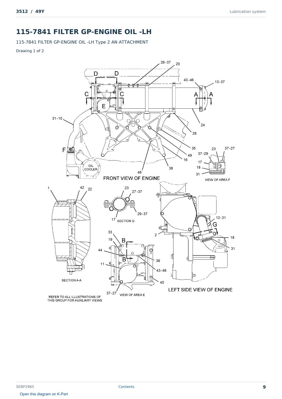 Caterpillar 3512 S/N 49Y Partsbook SEBP2965 (English) - sample page 9 of 10 Caterpillar 3512 S/N 49Y Partsbook SEBP2965 (English) - sample page 9 of 10
