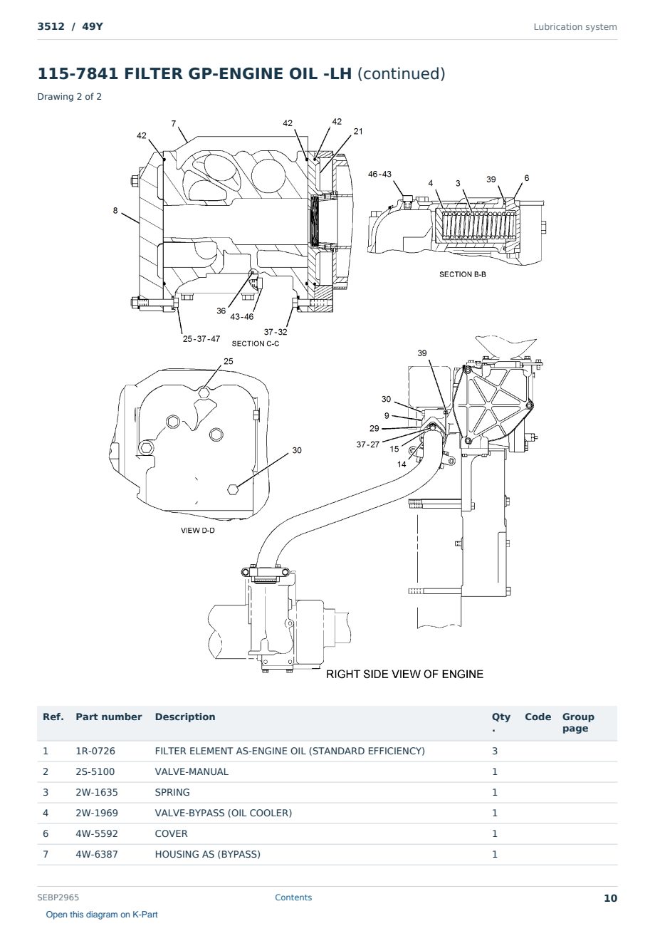 Caterpillar 3512 S/N 49Y Partsbook SEBP2965 (English) - sample page 10 of 10 Caterpillar 3512 S/N 49Y Partsbook SEBP2965 (English) - sample page 10 of 10