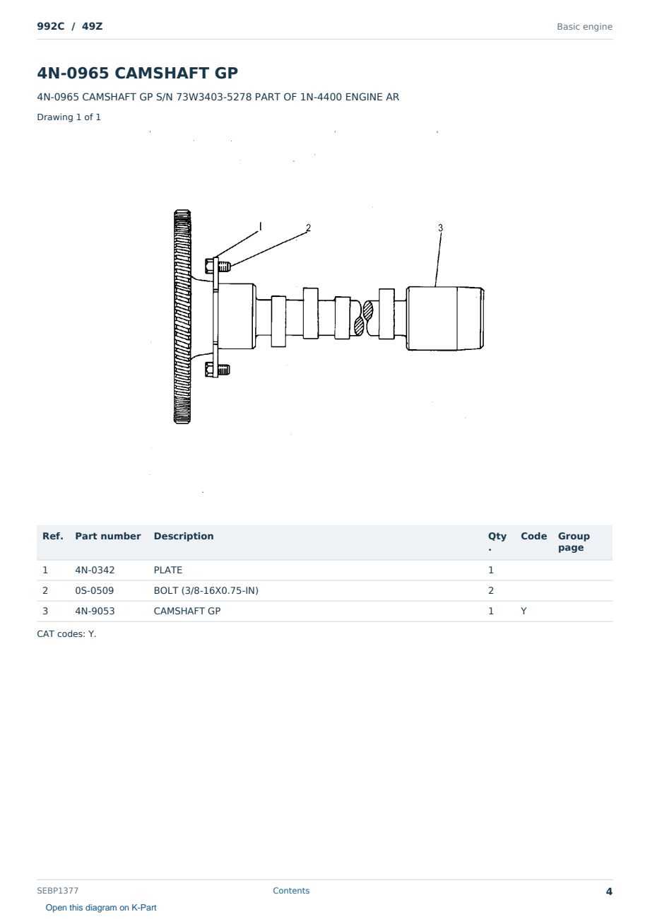 Caterpillar 992C S/N 49Z Partsbook SEBP1377 (English) - sample page 4 of 10 Caterpillar 992C S/N 49Z Partsbook SEBP1377 (English) - sample page 4 of 10