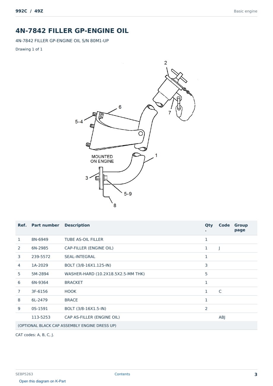 Caterpillar 992C S/N 49Z Partsbook SEBP5263 (English) - sample page 3 of 10 Caterpillar 992C S/N 49Z Partsbook SEBP5263 (English) - sample page 3 of 10