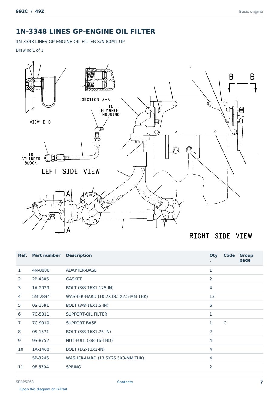Caterpillar 992C S/N 49Z Partsbook SEBP5263 (English) - sample page 7 of 10 Caterpillar 992C S/N 49Z Partsbook SEBP5263 (English) - sample page 7 of 10