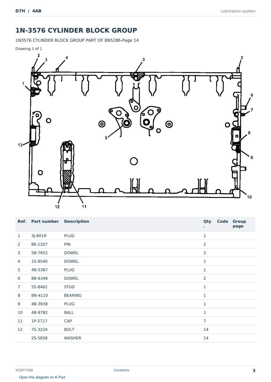 Caterpillar D7H S/N 4AB Partsbook XEBP7098 (English) - sample page 3 of 10 Caterpillar D7H S/N 4AB Partsbook XEBP7098 (English) - sample page 3 of 10