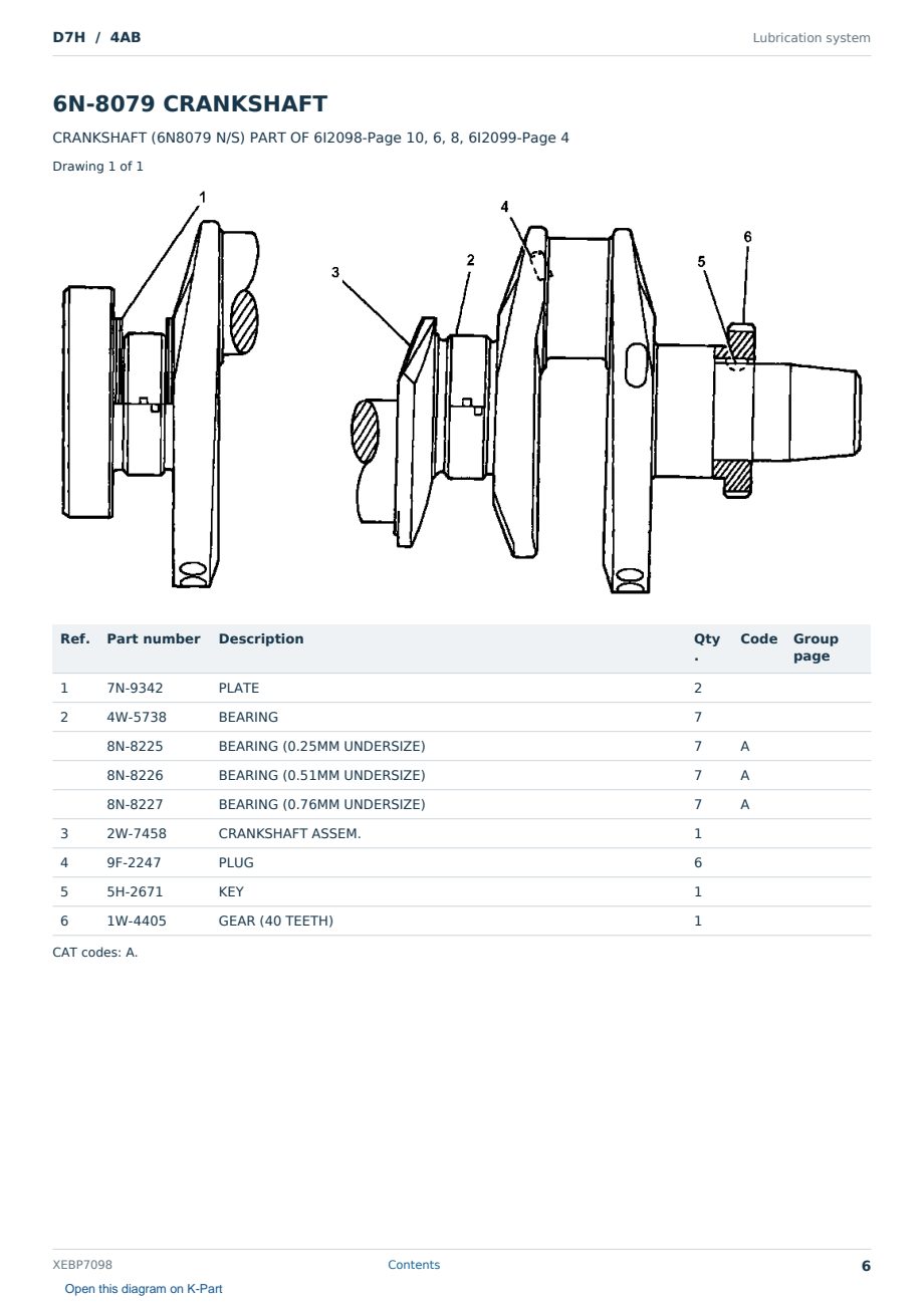 Caterpillar D7H S/N 4AB Partsbook XEBP7098 (English) - sample page 6 of 10 Caterpillar D7H S/N 4AB Partsbook XEBP7098 (English) - sample page 6 of 10