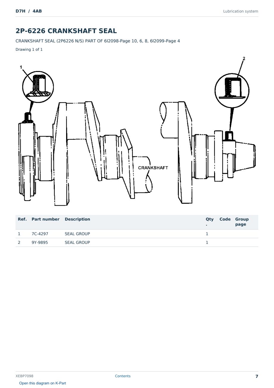 Caterpillar D7H S/N 4AB Partsbook XEBP7098 (English) - sample page 7 of 10 Caterpillar D7H S/N 4AB Partsbook XEBP7098 (English) - sample page 7 of 10