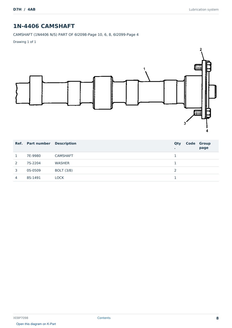 Caterpillar D7H S/N 4AB Partsbook XEBP7098 (English) - sample page 8 of 10 Caterpillar D7H S/N 4AB Partsbook XEBP7098 (English) - sample page 8 of 10