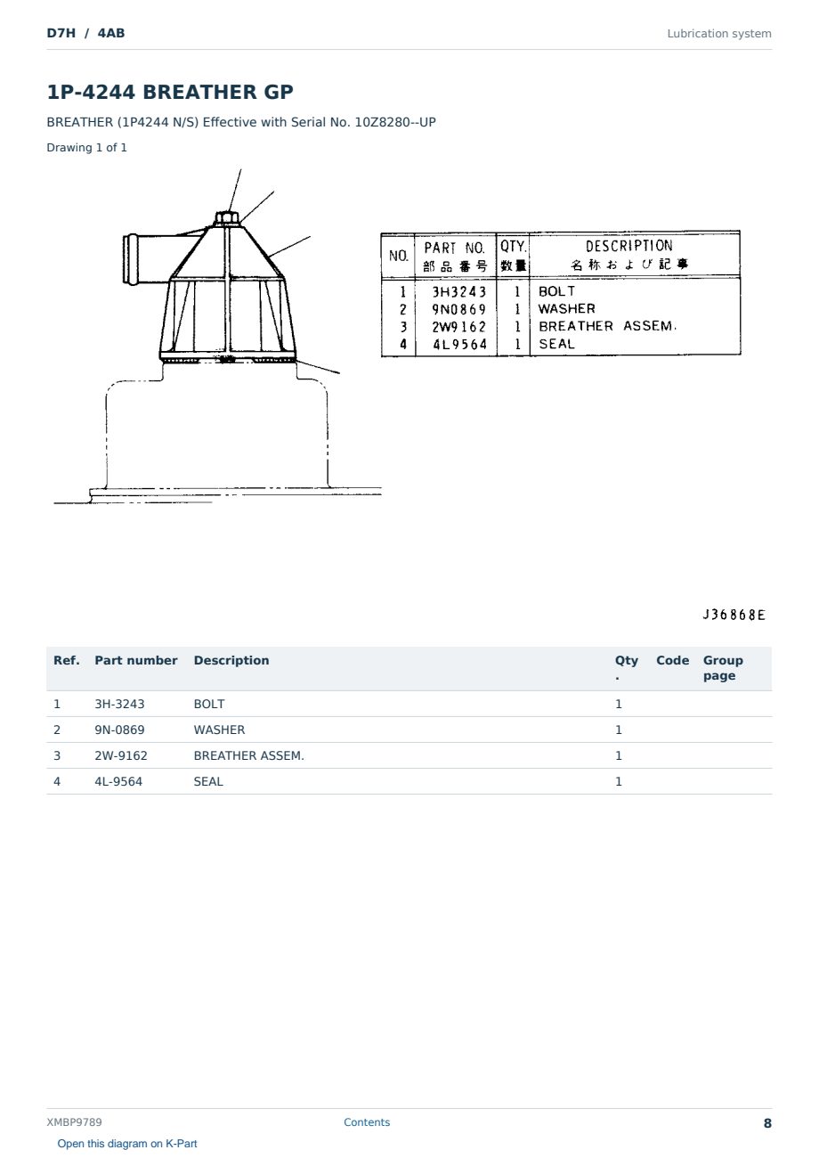 Caterpillar D7H S/N 4AB Partsbook XMBP9789 (English) - sample page 8 of 10 Caterpillar D7H S/N 4AB Partsbook XMBP9789 (English) - sample page 8 of 10