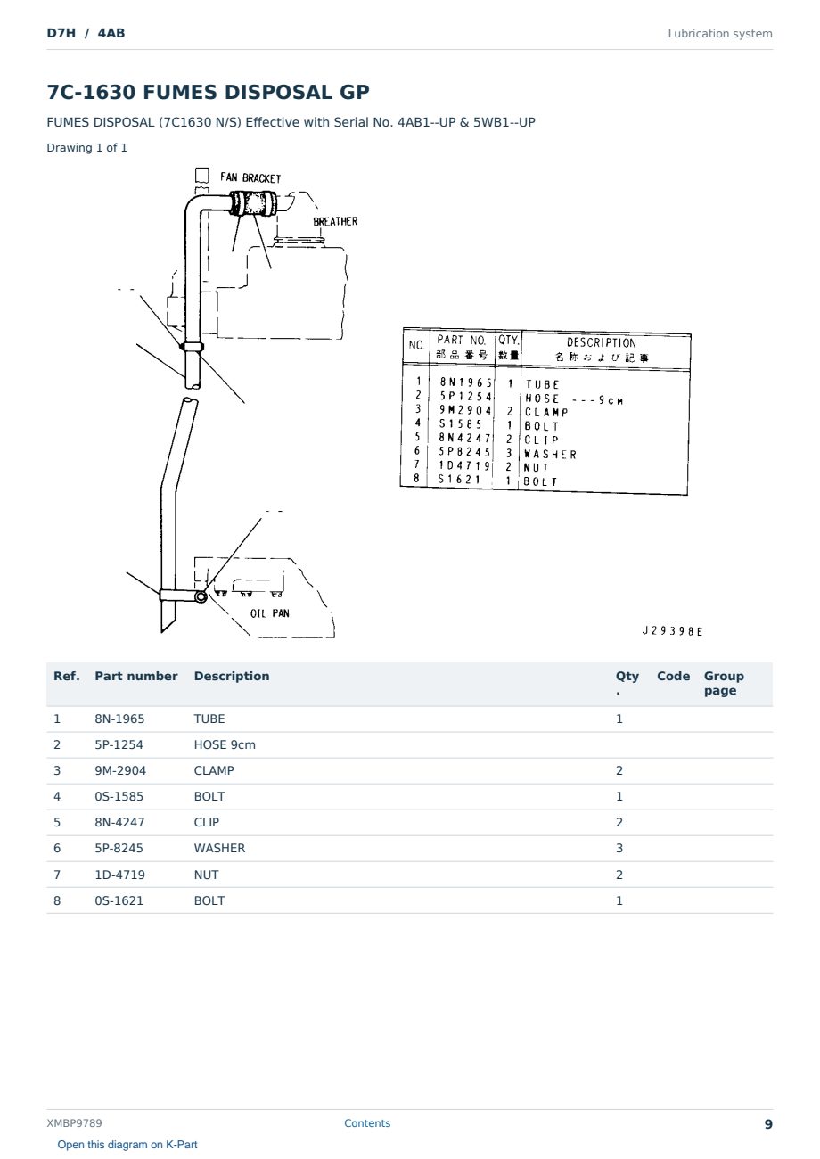 Caterpillar D7H S/N 4AB Partsbook XMBP9789 (English) - sample page 9 of 10 Caterpillar D7H S/N 4AB Partsbook XMBP9789 (English) - sample page 9 of 10