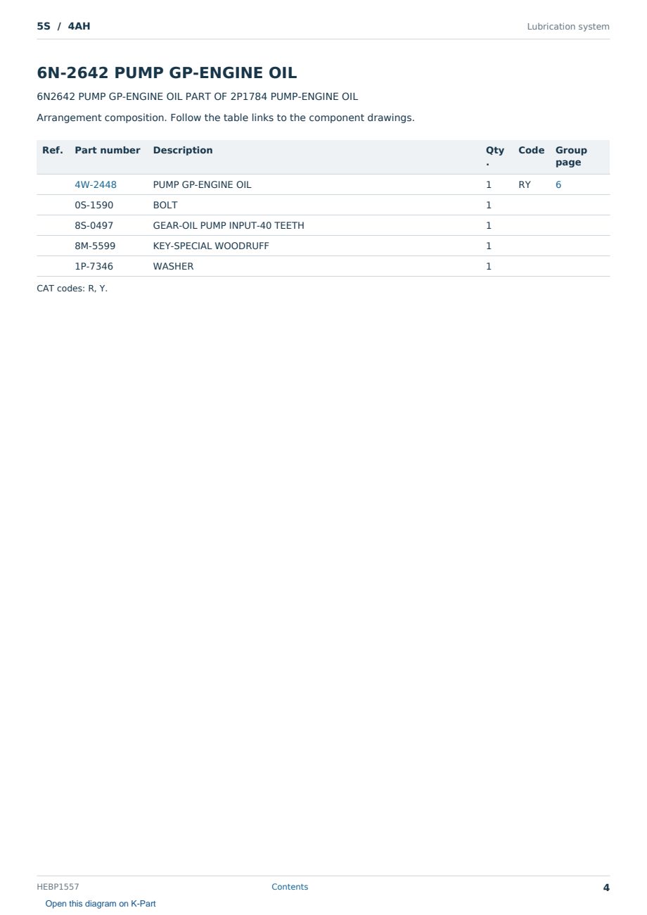 Caterpillar 5S S/N 4AH Partsbook HEBP1557 (English) - sample page 4 of 10 Caterpillar 5S S/N 4AH Partsbook HEBP1557 (English) - sample page 4 of 10