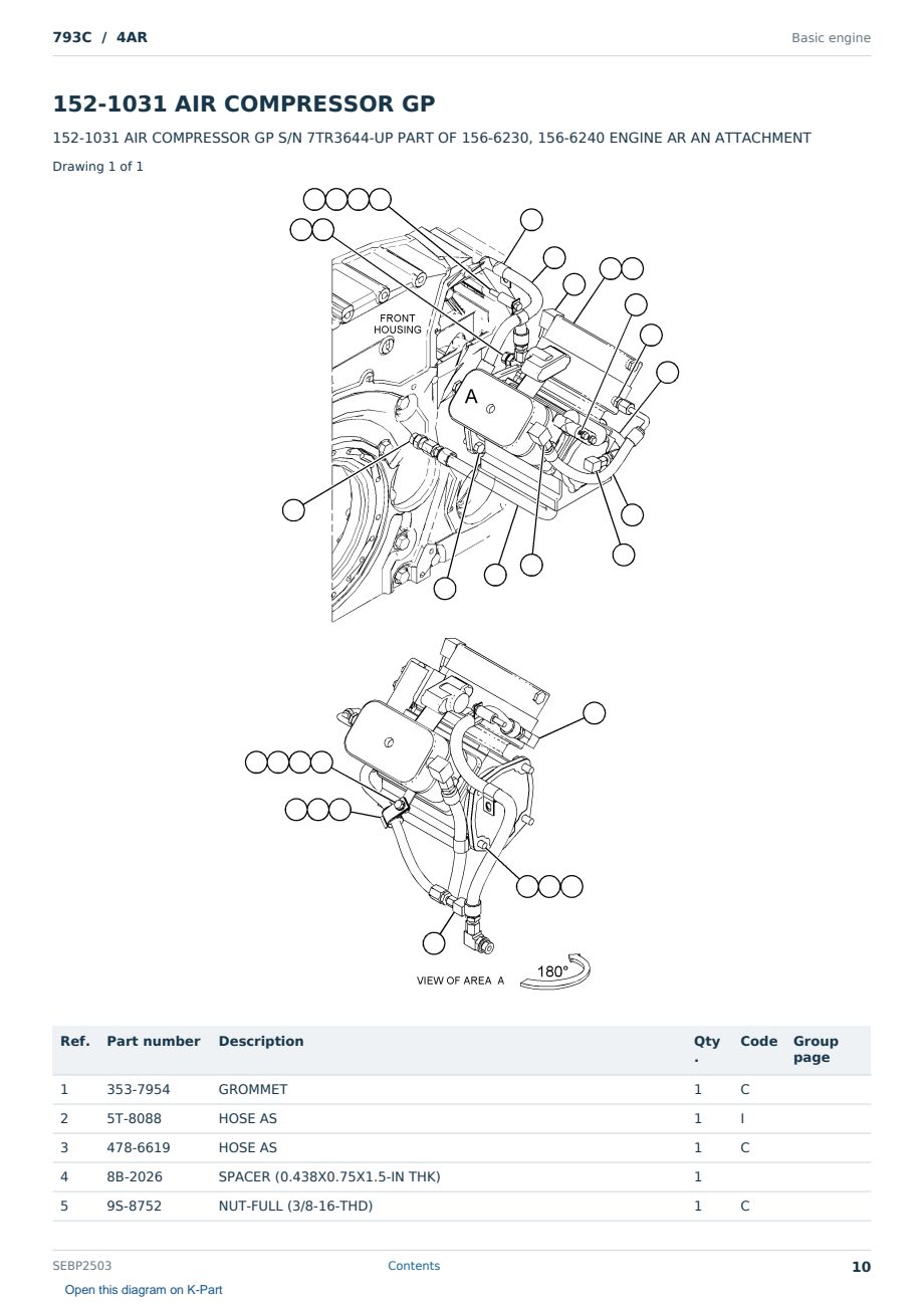 Caterpillar 793C S/N 4AR Partsbook SEBP2503 (English) - sample page 10 of 10 Caterpillar 793C S/N 4AR Partsbook SEBP2503 (English) - sample page 10 of 10