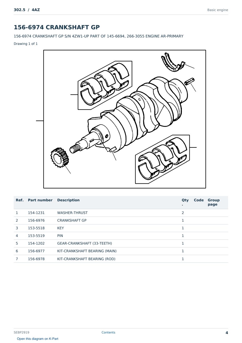 Caterpillar 302.5 S/N 4AZ Partsbook SEBP2919 (English) - sample page 4 of 10 Caterpillar 302.5 S/N 4AZ Partsbook SEBP2919 (English) - sample page 4 of 10