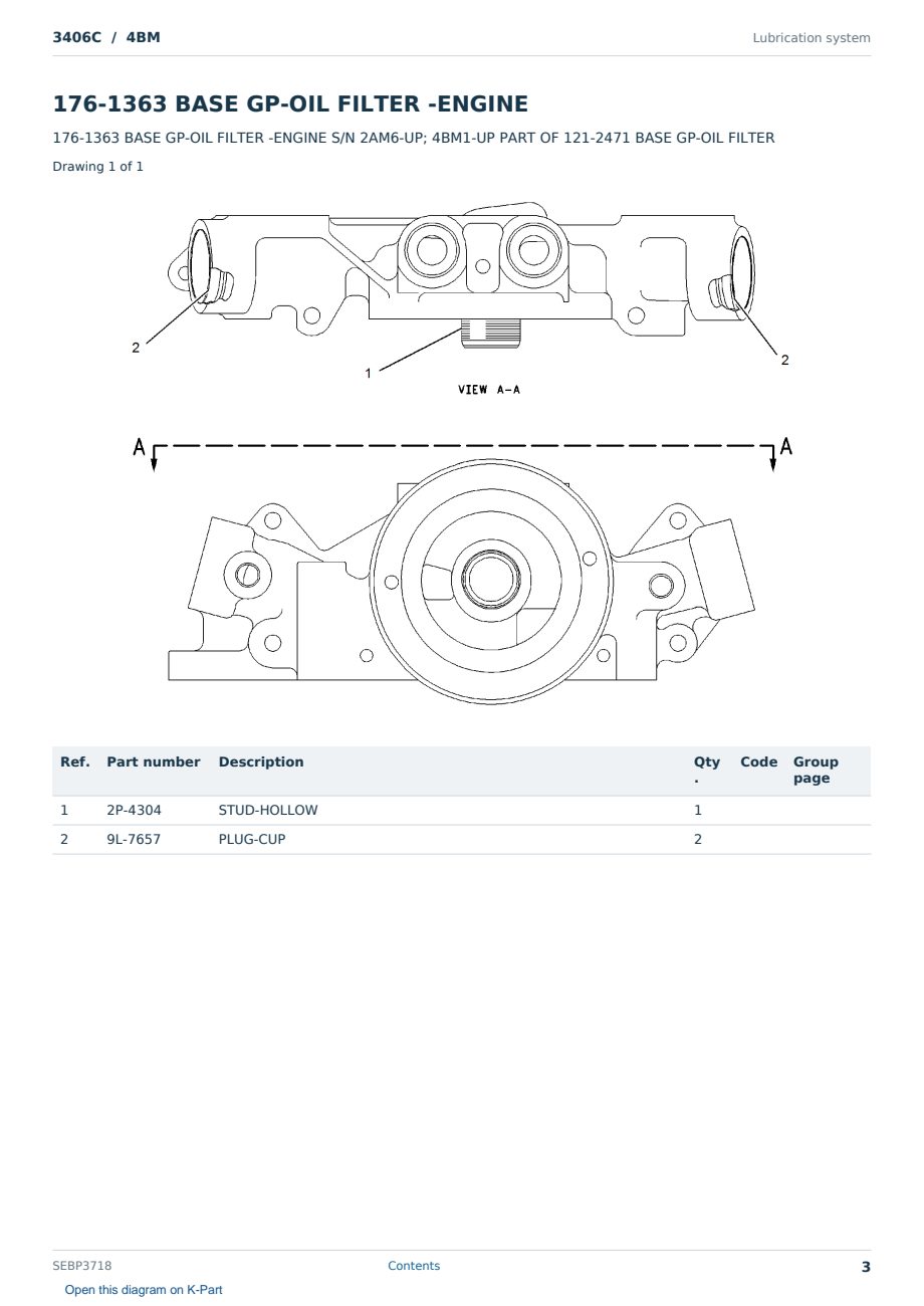 Caterpillar 3406C S/N 4BM Partsbook SEBP3718 (English) - sample page 3 of 10 Caterpillar 3406C S/N 4BM Partsbook SEBP3718 (English) - sample page 3 of 10