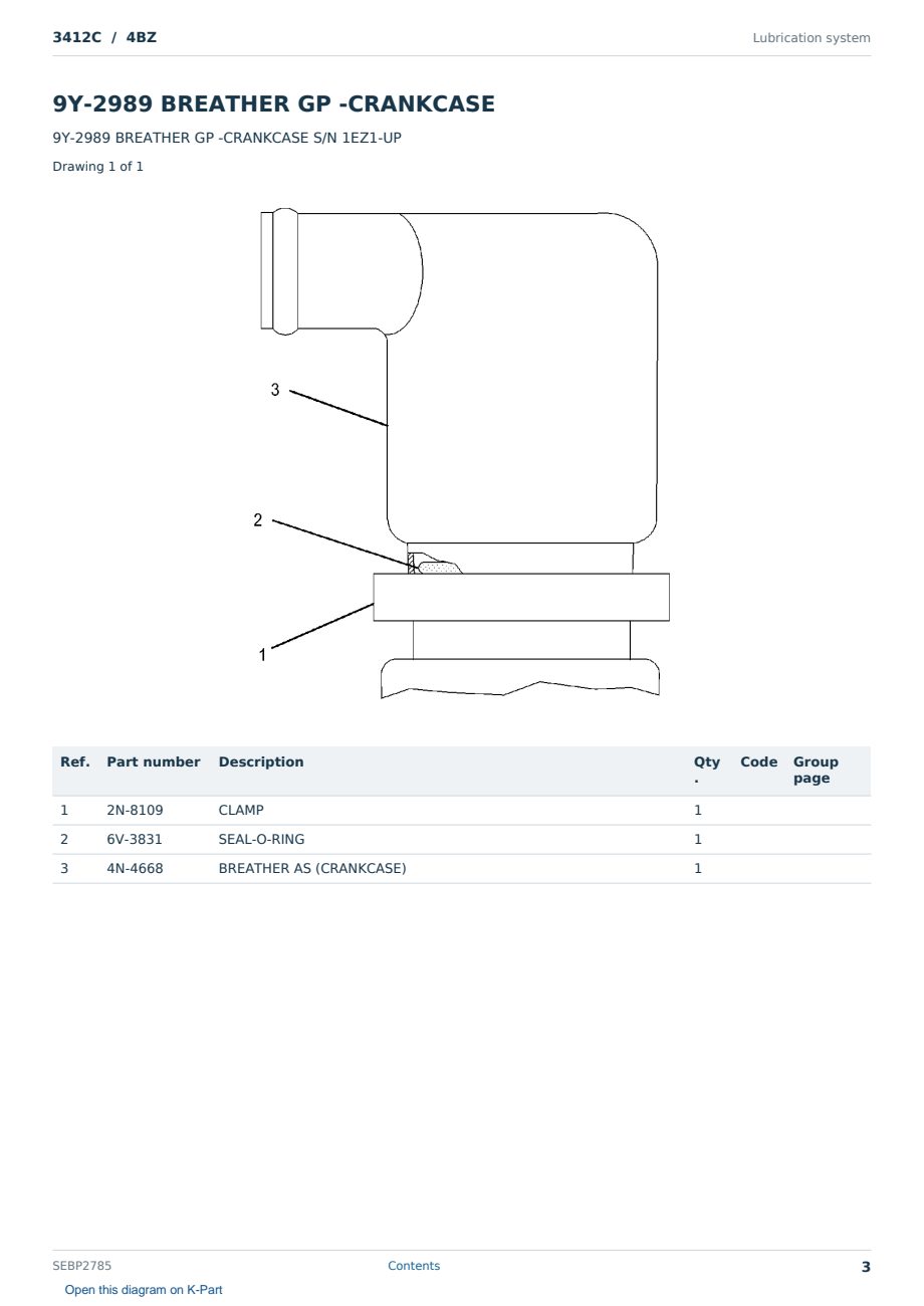 Caterpillar 3412C S/N 4BZ Partsbook SEBP2785 (English) - sample page 3 of 10 Caterpillar 3412C S/N 4BZ Partsbook SEBP2785 (English) - sample page 3 of 10