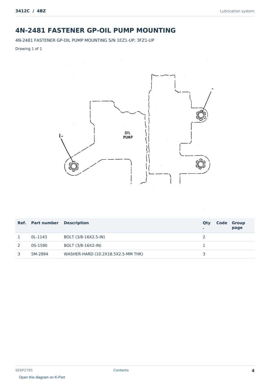 Caterpillar 3412C S/N 4BZ Partsbook SEBP2785 (English) - sample page 4 of 10 Caterpillar 3412C S/N 4BZ Partsbook SEBP2785 (English) - sample page 4 of 10